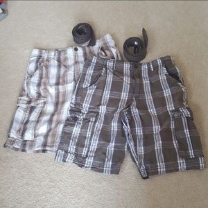 2 Pairs No Boundaries Plaid Cargo shorts for men